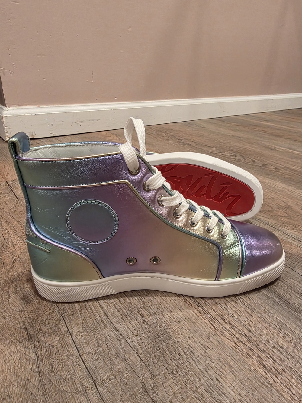 Christian Louboutin Iridescent Pastel High-Top Sneakers - Picture 3 of 9